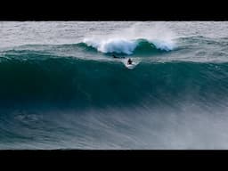 PADDLING BETWEEN GIANT WAVES SURFING EERIE OUTER REEF IN EUROPE!