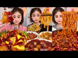 ASMR MUKBANG EATING CHALLENGE | FRIED CHICKEN, BEEF NOODLES, PORK CURRY RICE 🍚 SPICY FOOD CHALLENGE