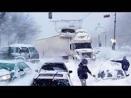 Chaos in California!! Heavy snow and blizzard, hundreds of vehicles stranded on I-5, Bomb Cyclone