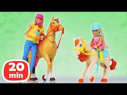 Abrindo o novo brinquedo da Barbie na fazenda! Boneca Barbie para meninas em português