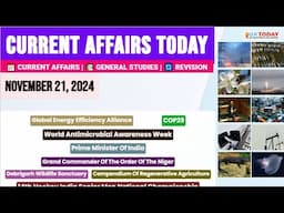 21 November, 2024 |Current Affairs Today |Top MCQs with Static GK & Detailed Revision by GKTODAY 🎯