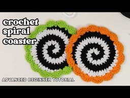 Crochet Spiral Coaster Tutorial | Beginner Crochet Coaster for Halloween! 🎃 | AshtenStitches