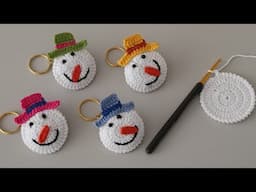 Perfect Christmas Gift Idea‼️ ☃️Easy & Cute Crochet Snowman Keychain Tutorial