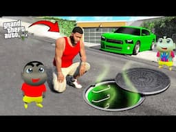 Franklin and ShinChan and BlackChan Inside the SEWERS Under Franklin's House! (GTA 5 Secret Base)