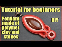 Handmade polymer clay and stone pendant tutorial. DIY polymer clay jewelry.