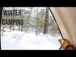 Solo Winter Camping in a Canvas Hot Tent during a Snowstorm -20°C