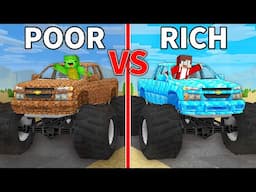 JJ and Mikey: POOR vs RICH Monster Truck Trip in Minecraft - Maizen