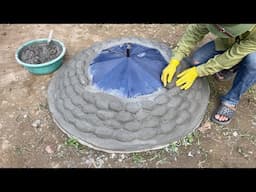 Unique creation from cement and umbrella - Beautiful duck-shaped fountain design in the garden