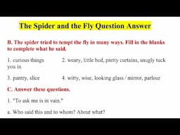 The Spider and the Fly Question Answer The Magic Carpet English Class 6 Poem Pair