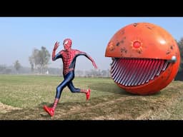 SPIDERMAN vs BIG PACMAN In Real Life  Compilation Video 2024 | #christmas