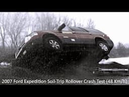 2007 Ford Expedition Soil-Trip Rollover Crash Test (48 Km/h - Modified Restraints - 1 3/4 Turns)