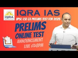 UPSC Prelims Online Test announcement by Shekhar Sir #iqraias #upsc #prelims Part 2