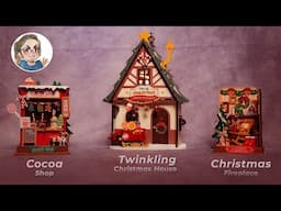 [Xmas Special] Trio of Rolife Bookends: Christmas Fireplace, Cocoa Shop, Twinkling Christmas House