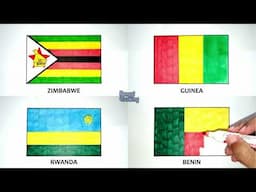 Drawing the Flag of Zimbabwe, Guinea, Rwanda, Benin