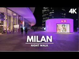 Night Walk in Milan | Biblioteca degli Alberi Milano to Piazza Gae Aulenti [4K]