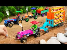 Diy tractor making mini heavy tractor with Parle-G cake full loading is stuck in mud