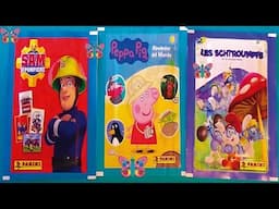 3 sobres de stickers o pegatinas de Peppa Pig Los pitufos y Sam el bombero para album de coleccion