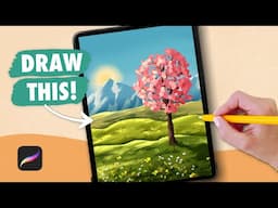 Draw With Me - Painterly Landscape | Procreate Digital Art Drawing Tutorial for Beginners