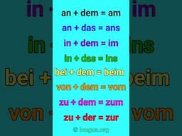 Präpositionen, an, in, bei, von, zu + der, der, das = am, ans, im, ins, beim, vom, zum, zur, longua