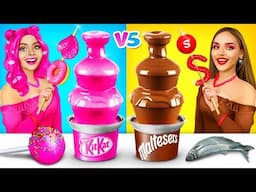 Chocolate Fountain Fondue Challenge | Chocolate vs Real Food Battle by RATATA CHALLENGE