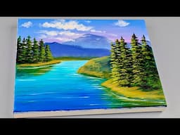 Acrylic Painting / Lake Scenery / Easy for Beginners Painting