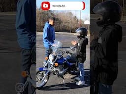 I taught my nephew how to ride a motorcycle. Watch the video on YouTube Channel Traveling Tall