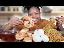 THE BIGGEST PRAWNS EVER!! PRAWNS, SPICY NOODLES+EGGS MUKBANG!!!!