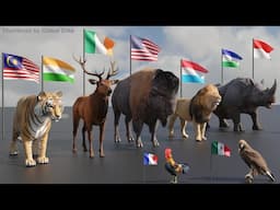 National Animals of Countries 3D | Flags and National Animals of the World