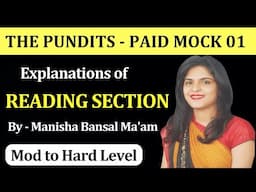 THE PUNDITS - PAID MOCK 1 ♥️ Explanations of Reading Section #the pundits