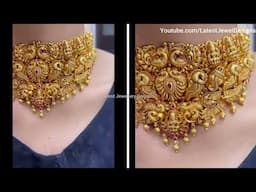 22 Carat Antique Gold Short Necklace Designs | 916 Hallmark Gold Necklace Collection