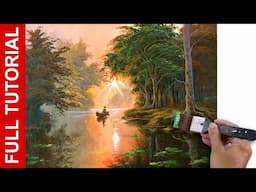 FULL TUTORIAL : Acrylic Painting Landscape / Sunset in the Lake / JMLisondra