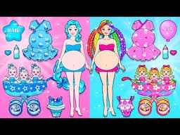 DIY Paper Doll - Pink And Blue Barbie Mom Mother And Daughter Rabbit EXTREME Makeover - Dolls Beauty