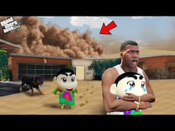 Franklin, Shinchan And Pinchan Running From Deadly Sandstorm Outside Their House In Gta 5!