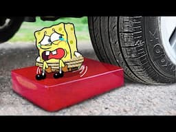 No God, Pleasee No Crushing Spongebob vs Giant Soft Jelly 🚓 Crushing Crunchy & Soft Things by Car