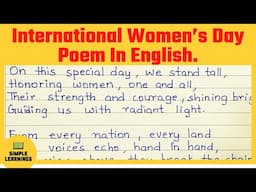 International Women's Day Poem 2024 In English | International Womens Day Poem In English