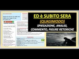 Ed è subito sera (Quasimodo) spiegazione, analisi, commento , figure retoriche