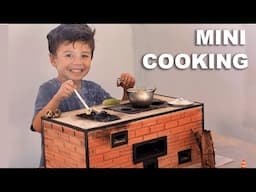 🥩Build a Mini Stove !!🤣 with Bricks for my Little SON 🧱