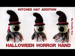 Halloween Horror Hand - Witches Hat addition. Circular knitting machine/craft tutorial #halloween