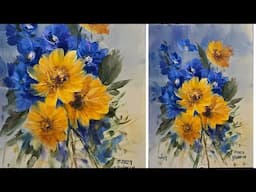 Prairie Sunflowers and Cosmos  Acrylic Flower Techniques