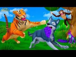 Tiger King and Monkey vs Cunning Fox: Epic Food Heist Adventure | Funny Animal Cartoons!