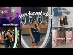 VLOG | 24 hour vegas trip, chainsmokers dj booth, merit beauty review, trader joe's haul healthy