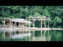 Building Bamboo House Frame on River, Fishing: River Survival | EP.400