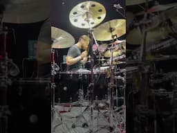 Nic Collins warms up at the UK Drum Show