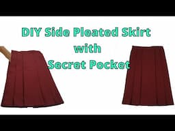 DIY Side Pleated Skirt // How To Make Side Pleated Skirt Uniform +With Secret Pocket