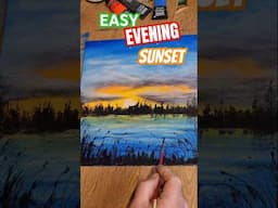 How to paint a Sunset / easy acrylic painting ideas for beginners #shortsart