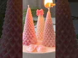 Making pink Christmas tree candles #pinkmas #christmascandles #christmasdecor #christmas #diy