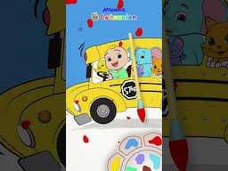 Wheels on the Bus Coloring in! Learn Colors for Kids! 🚌 #shorts #cocomelon #dance #song #art