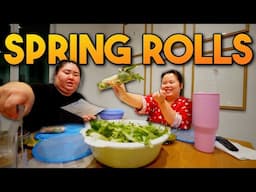 Giant Shrimp Spring Rolls Mukbang + Crispy Pork Belly + Garlic Sauce 먹방 Eating Show + NEW TV SHOW!!!