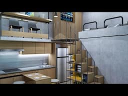 TINY APARTMENT 17sqm ( 183sqft MICRO APARTMENT INDUSTRIAL STYLE ) | SPACE SAVING | NOTHING TOO SMALL