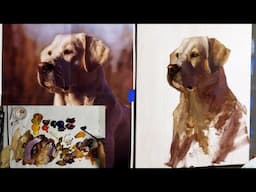 Painting The Yellow Labrador with Acrylics Part 1 Blocking In